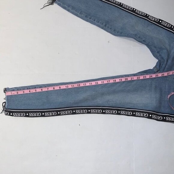 Guess medium wash logo tape high waisted skinny jeans size 24 - Picture 15 of 15